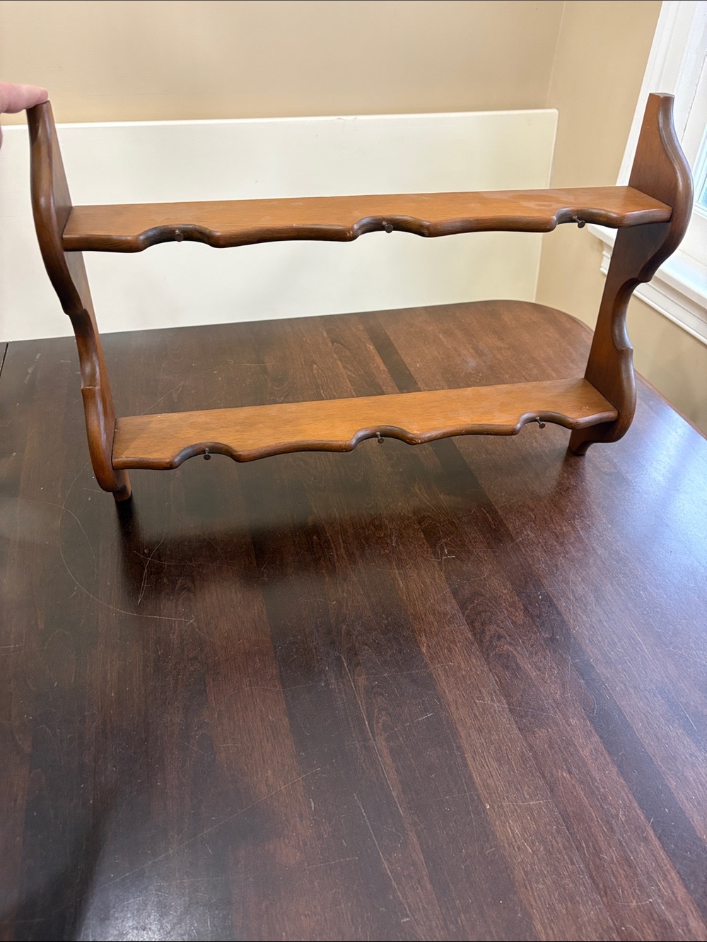 Wooden Two-Tier Wall shelf Plate Rack